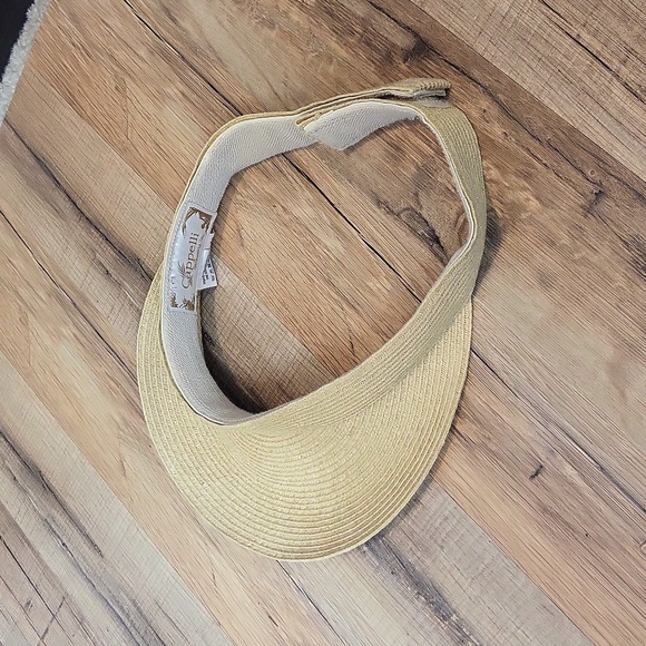 CAPPELLI STRAWORLD Tan Gold Paper Polyester Hook & Loop Adjustable Strap Visor - Picture 4 of 12